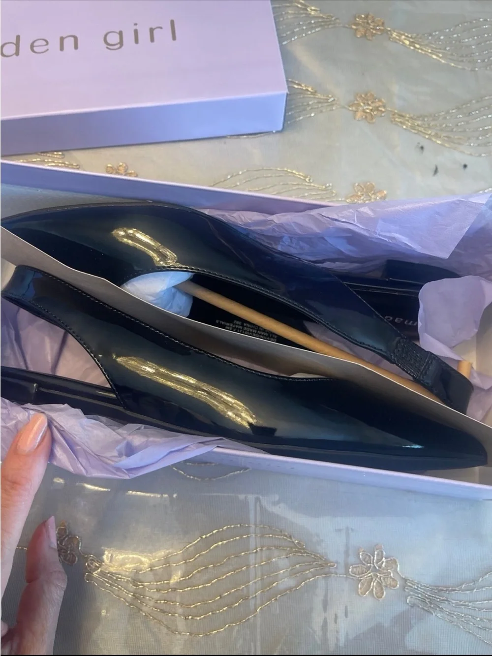 NWB madden girl women’s deviin pointed toe slingback flats black size 7.5